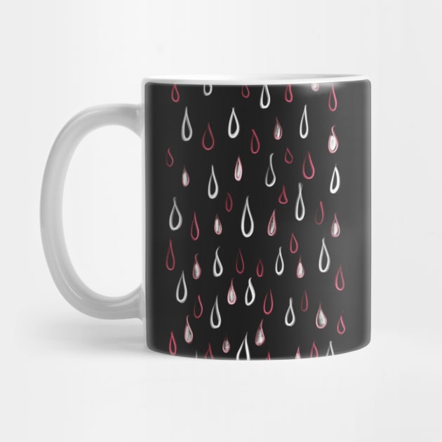 Dark White And Red Raindrops Pattern by Boriana Giormova